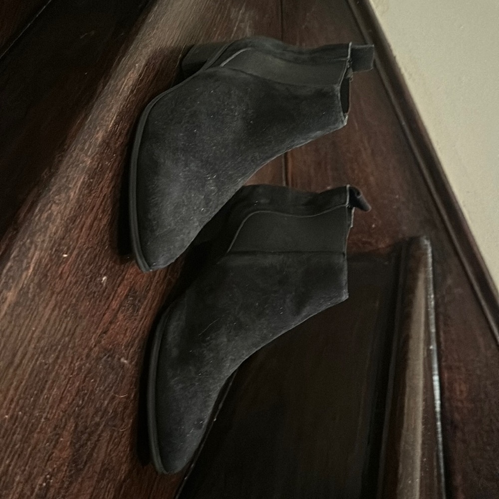 Black suede pull on boots.
